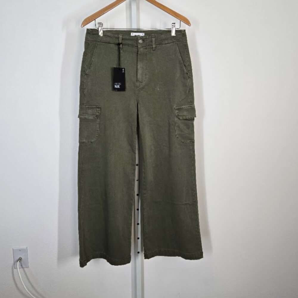PAIGE Carly Wide Leg Cargo women's jeans in Vintage Ivy Green Size 29 NEW - Picture 2 of 11